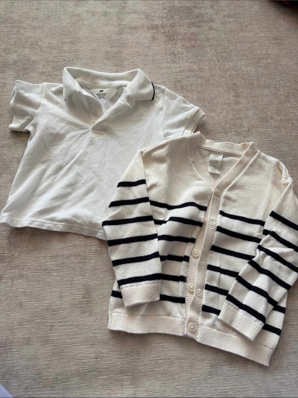 H&M White Polo and Striped Cardigan 2T